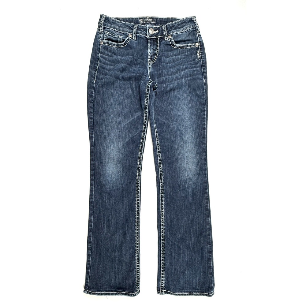 Silver Jeans Co Suki High Slim Boot Dark Wash Contrast Stitch Jeans W29 L33 - Picture 5 of 7